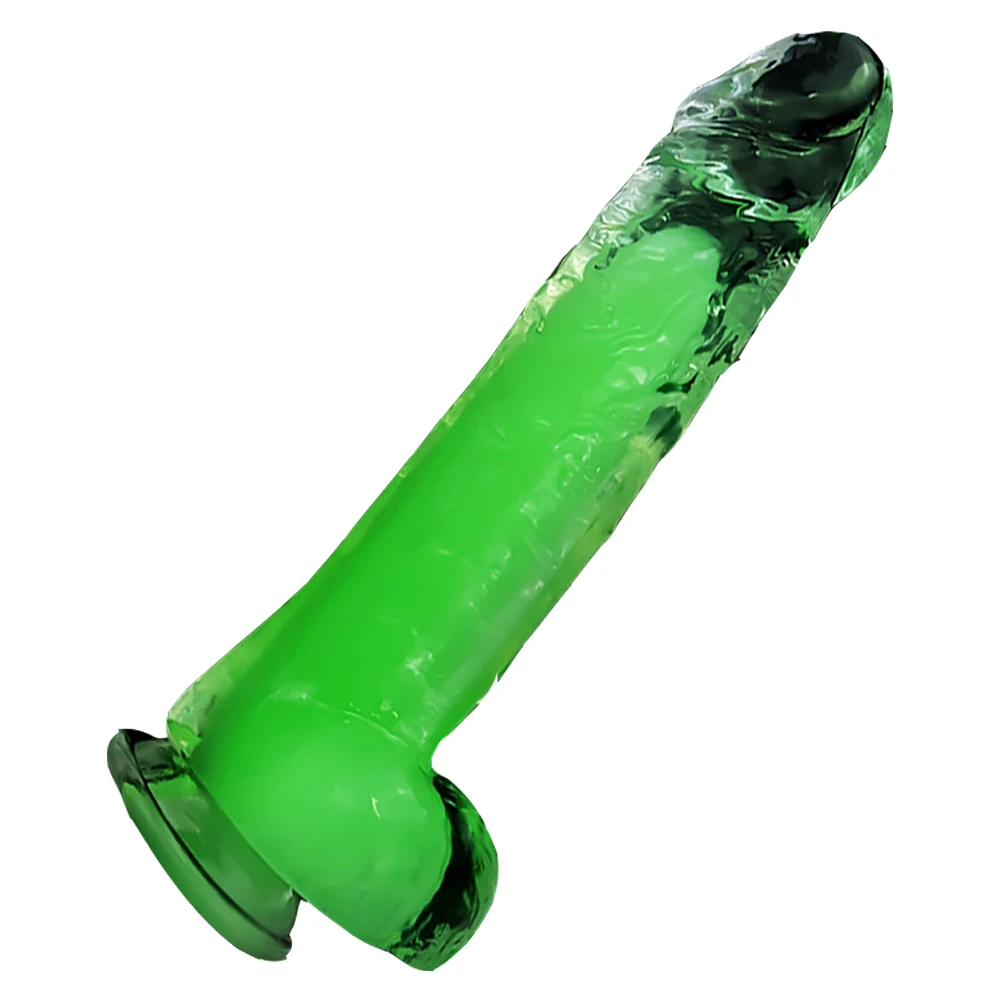 Inch Luminous 9.4 Crystal Realistic Dildo Strong Suction Cup Clitoris Stimulator G Spot Masturbator_voghion.com