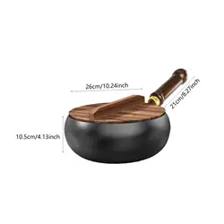 Versatile Nonstick Stir Fry Pan for Home, Camping, and Restaurant Cooking (26cm wooden lid)