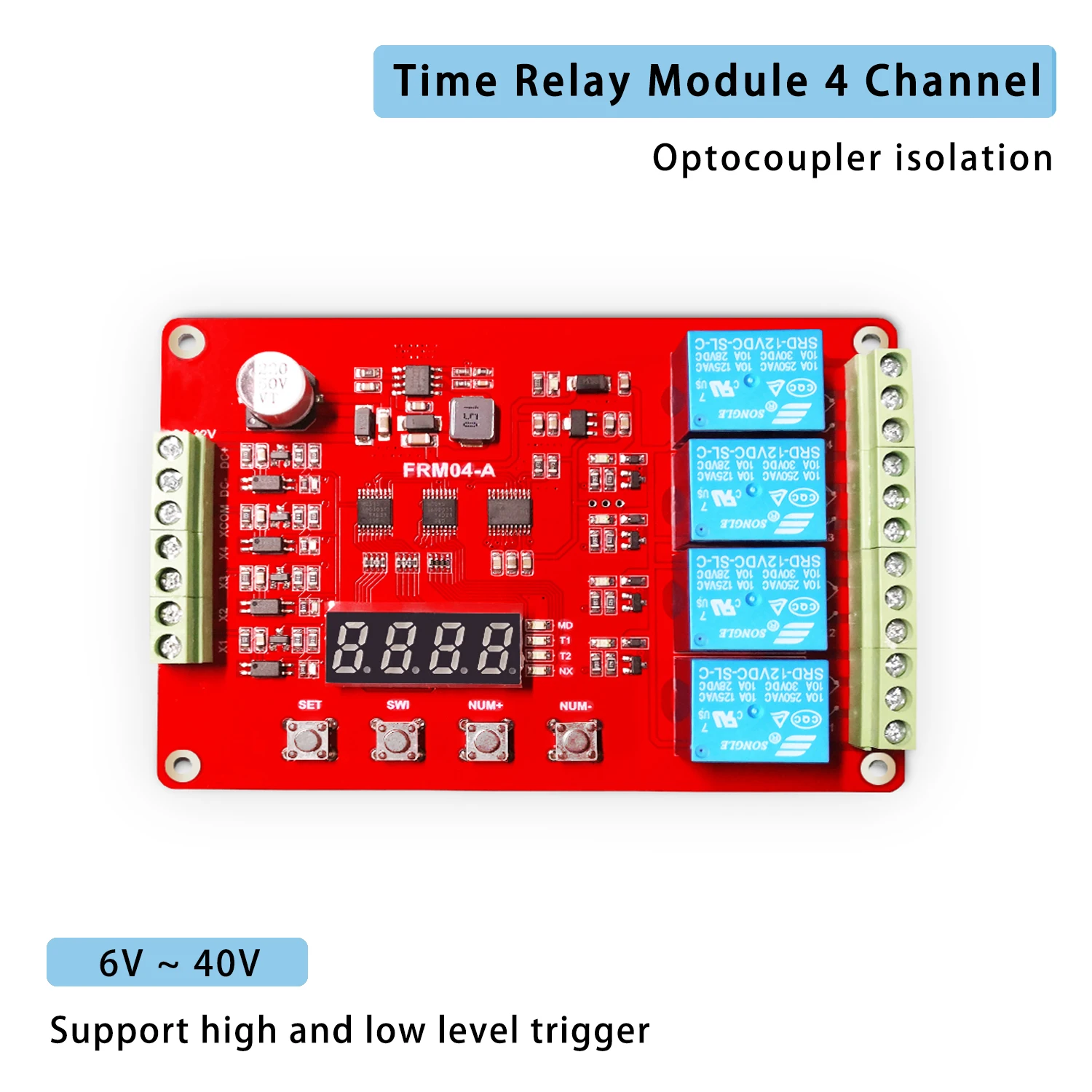 640VFour4ChannelTimeRelayModuleVoltage220VCycleDelaySwitch