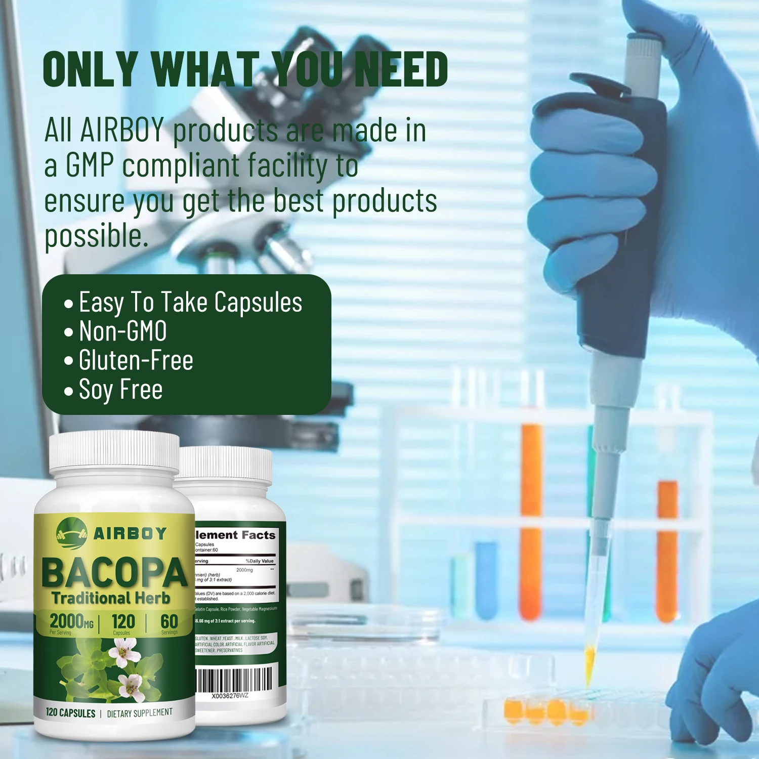 Bacopa Monnieri Extract Energy Booster Brain Health Performance Cognition Focus Energy Stamina