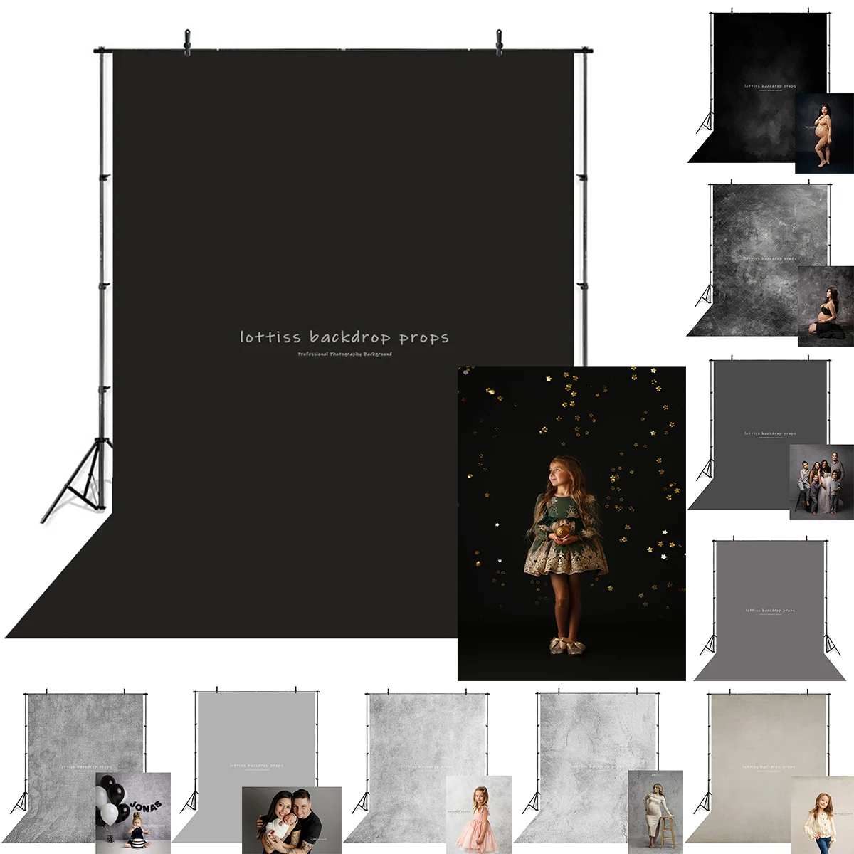 Gray Solid Textured Backdrops Adult Photography Woman Newborn Photocall Decors Child Photostudio Props Dark Black Backgrounds