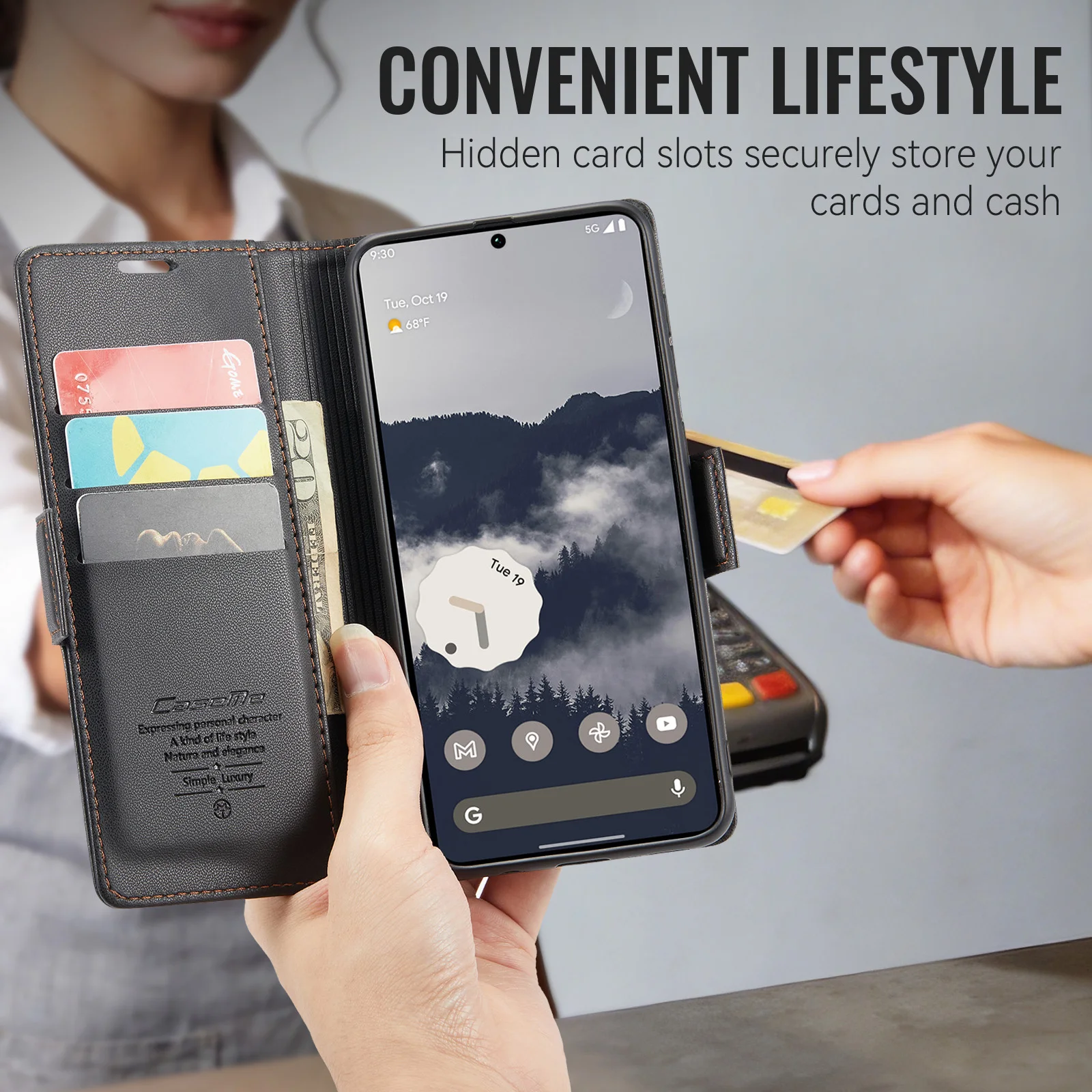 Leather Wallet Phone Case with Credit Card Holder & Shockproof Flip Cover