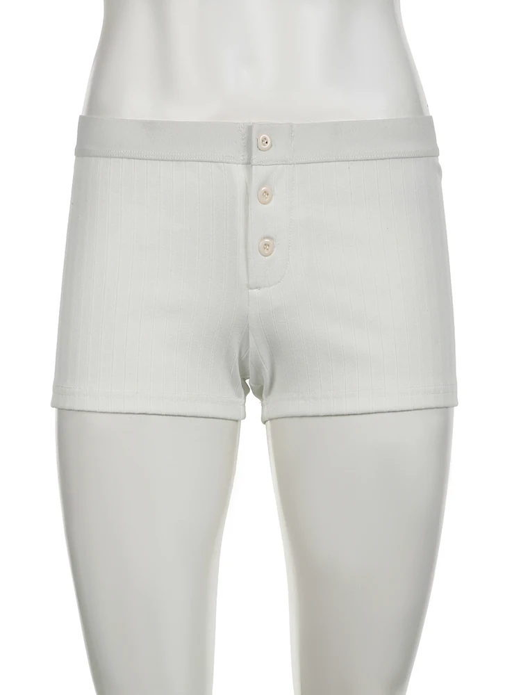 IAMSURE Casual Patchwork Contrast Color Knitted Shorts Sexy Slim Low-Waisted Shorts Women 2024 Spring Autumn Streetwear Ladiies