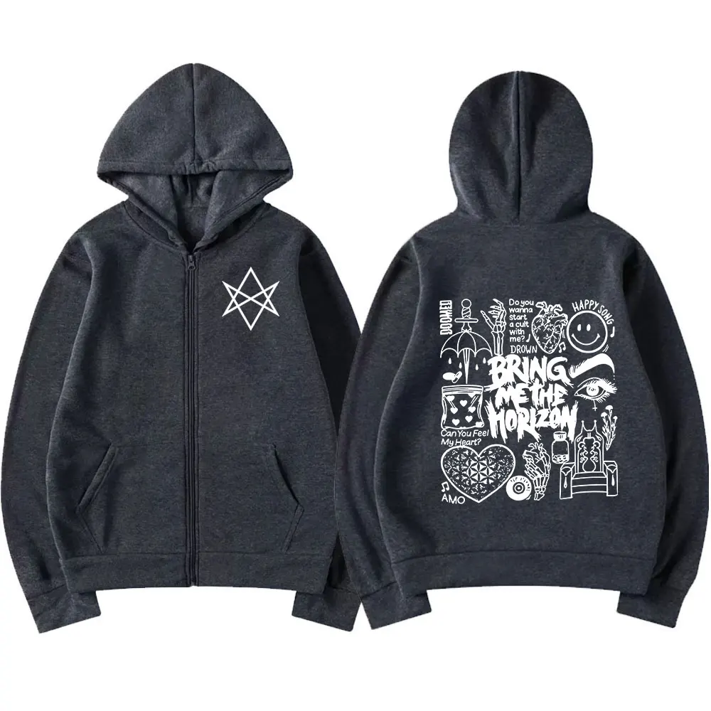 BringMe TheHorizon Zipper Hoodies BMTH Heavy Metal Rock Band Zip