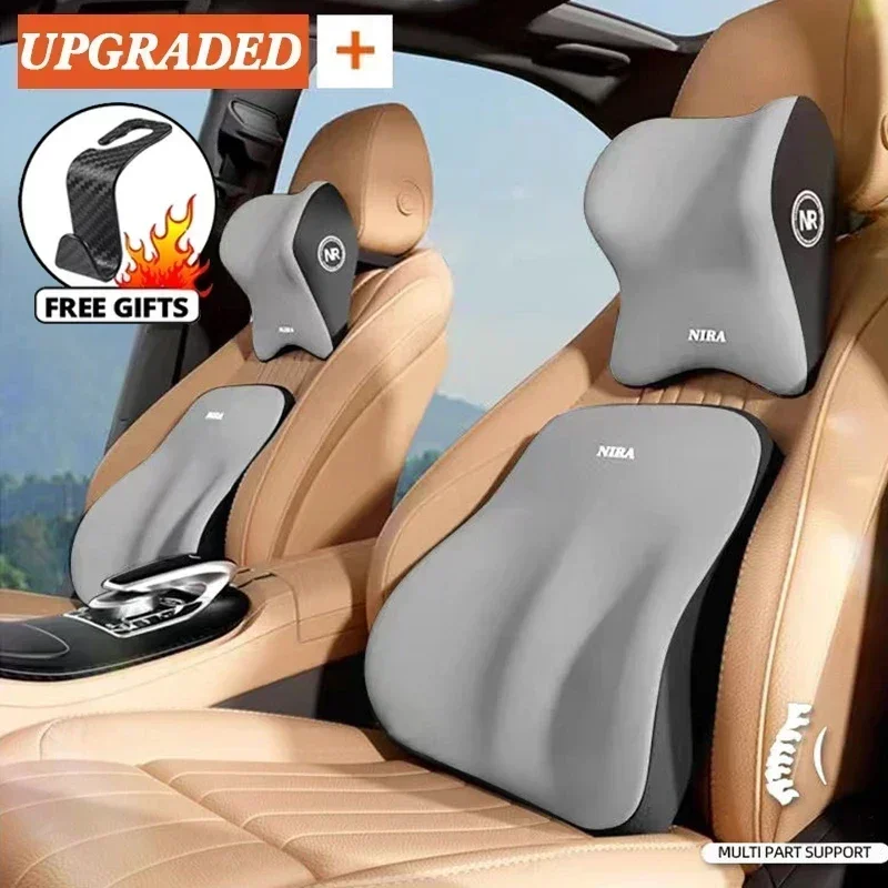 New Car Lumbar Support Pillow Memory FoamAuto Neck Pillow Waist Support Removable Washable Backrest Universal Vehicle Cushion