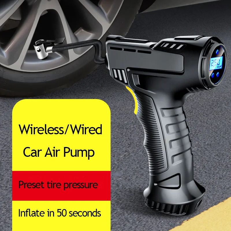 Car Air Compressor 120W Rechargeable Wireless Inflatable Pump Portable Air Pump Car Tire Inflator Digital for Car Bicycle Balls 2