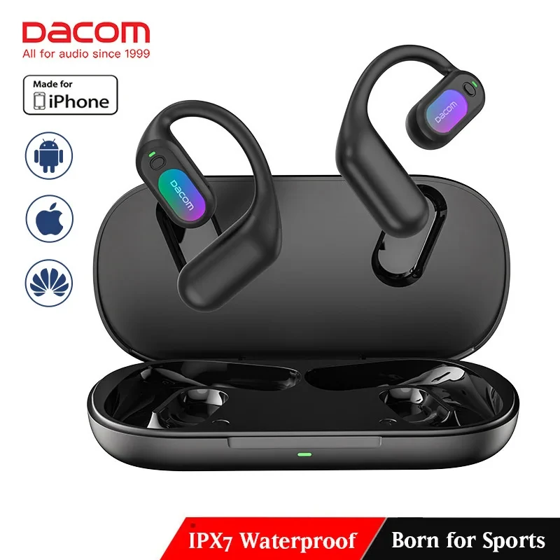 DACOM OpenBuds Wireless Bluetooth Headsets Headphones IPX7 Waterproof Earphones for Sports Open Ear TWS Earbuds Noise Cancelling