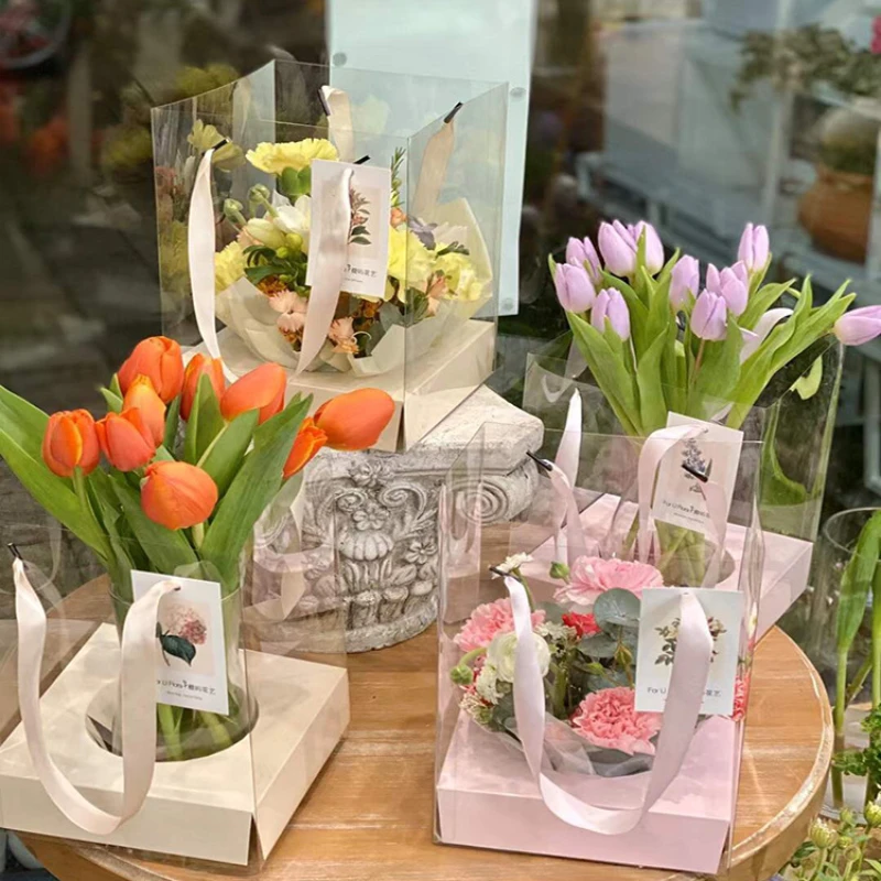 

PVC packaging flower box 5pcs portable flower box Mini Transparent DIY Wedding gift box Mother's Day valentine wedding Decor