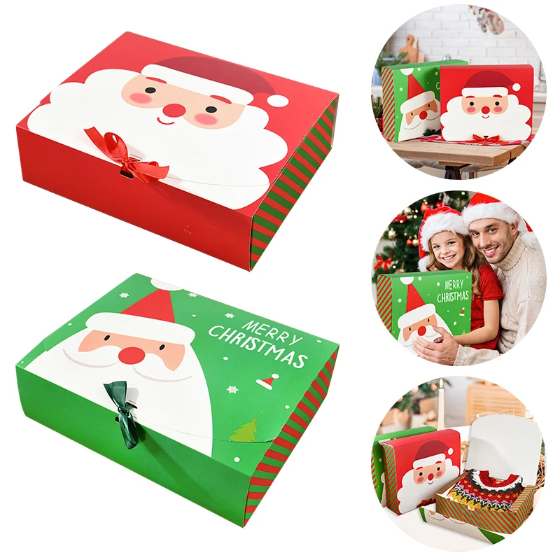 Large Christmas Gift Packaging Box Santa Claus Candy Cookie Box 2024 Christmas Decoration for Home Xmas Noel New Year Party 2025