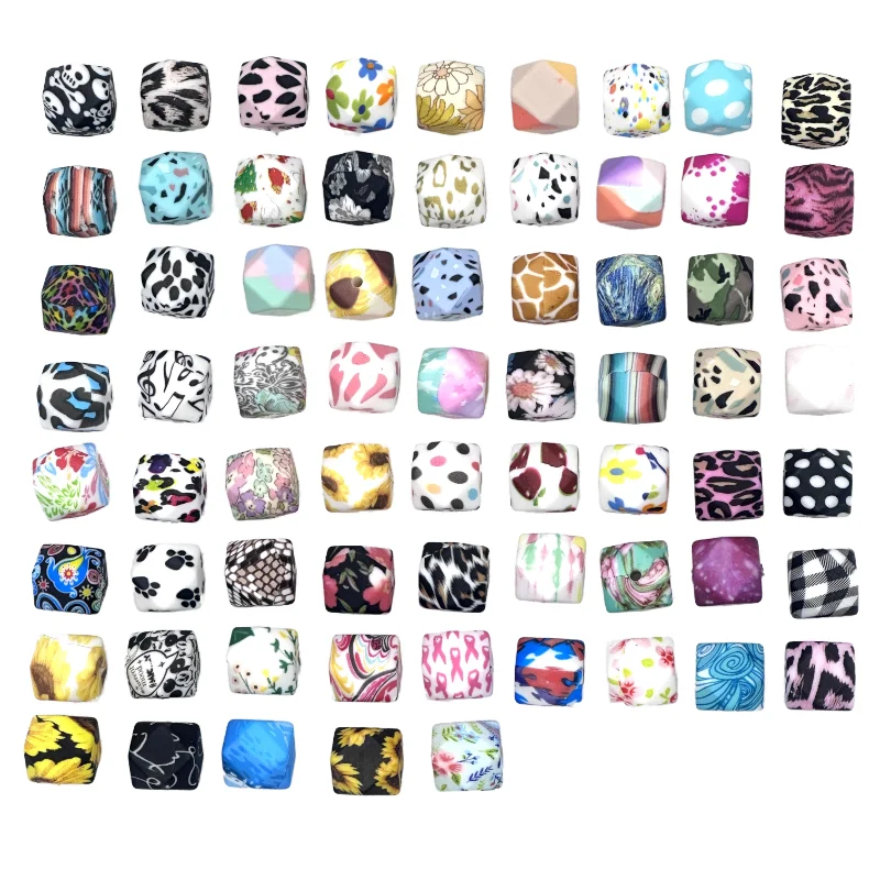 Colorful Hexagon Silicone Beads for DIY Crafts and Decorations (10/20pcs, 14mm)