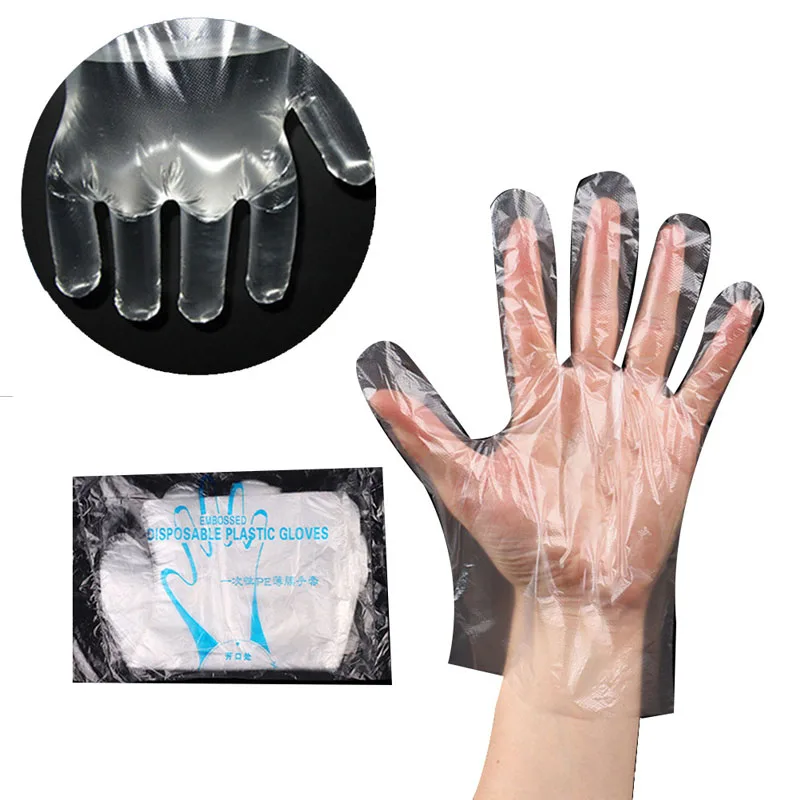 100pcs Food Plastic Gloves Transparent Disposable Gloves Kitchen Accessories