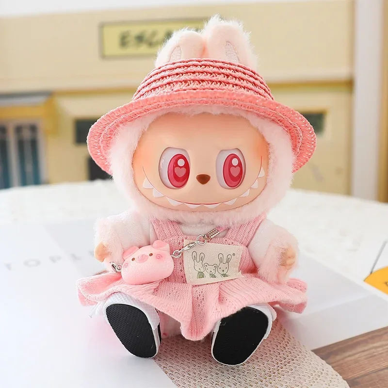 15/17cm Labubu Doll Clothes Set Cute Dress and Suspender