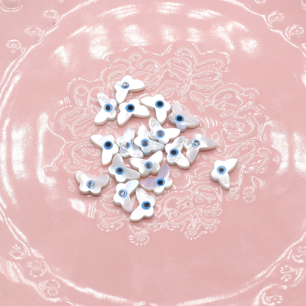 20Pcs Blue Demon Eyes Beads Natural Shell Evil Eye Butterfly Shape Beads Handmade Jewelry Making Bracelet Necklace Charms