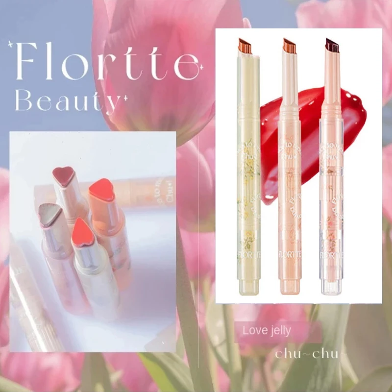 

FLORTTE Chu Jelly Lipstick Floria First Kiss Love Series Pen Mirror Water Light Lip Glaze Hydrating Water Women Beauty Cosmetics