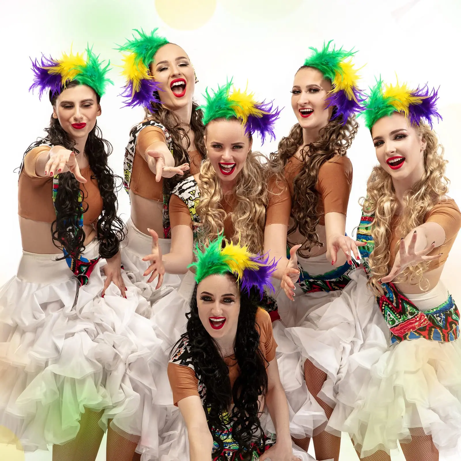Mardi Gras Vintage Style Theatrical Costume Hats Set Sequin Feather Stage Wear Mardi Gras Feather Headdress: Sequin Crown Carnival Costume  main image 4