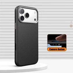 Luxury Business PU Leather Magnetic Phone Case - Light, Thin, Shockproof, and Magsafe - Compatible Wireless Charging Cover for iPhone Air (PU Black)