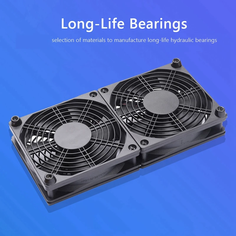 2X 120Mm 5V USB Powered PC Router Dual Fans High Airflow Cooling Fan For Router Modem Receiver