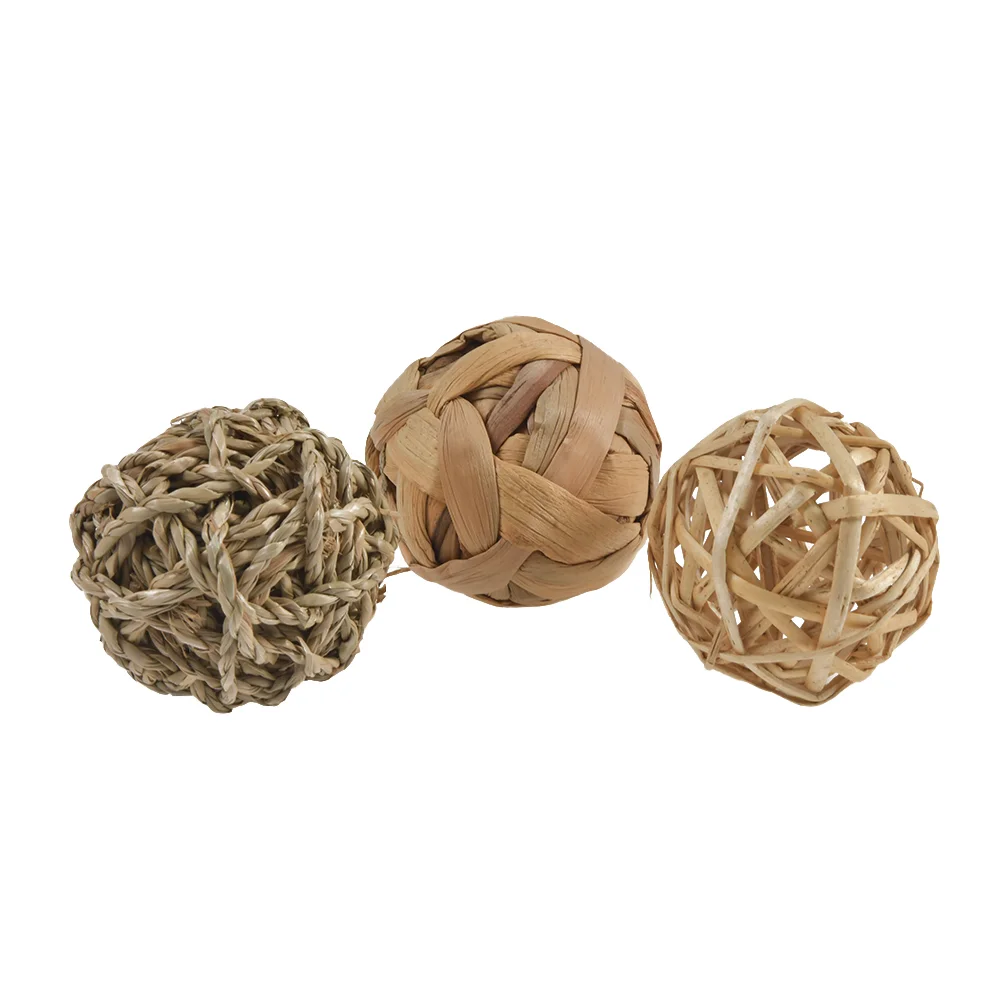 Small Animals Play Ball Rabbit Hamster Grass Ball Natural Molars Toy Grass Hand-woven Water