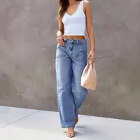 Women's Light Blue Wide Leg Straight-Leg Jeans - Stylish and Comfortable Denim Pants for Effortless Fashion - Image 6