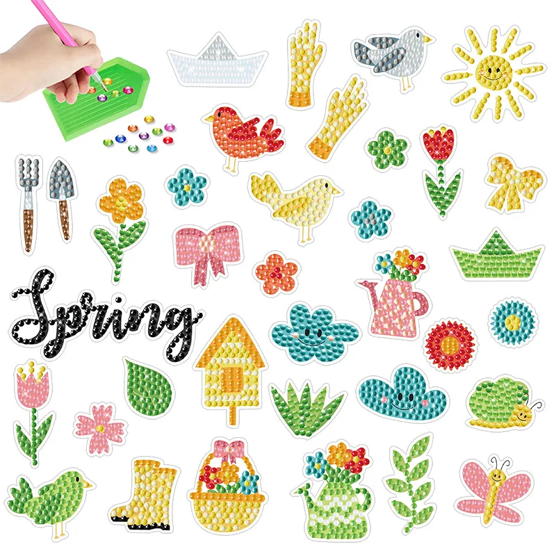 Cupcake Diamond Painting Stickers Set Stick-Shaped Paint Marked with Diamond By Number 5D DIY Art Craft Kit For Kids Boys Girls Gift