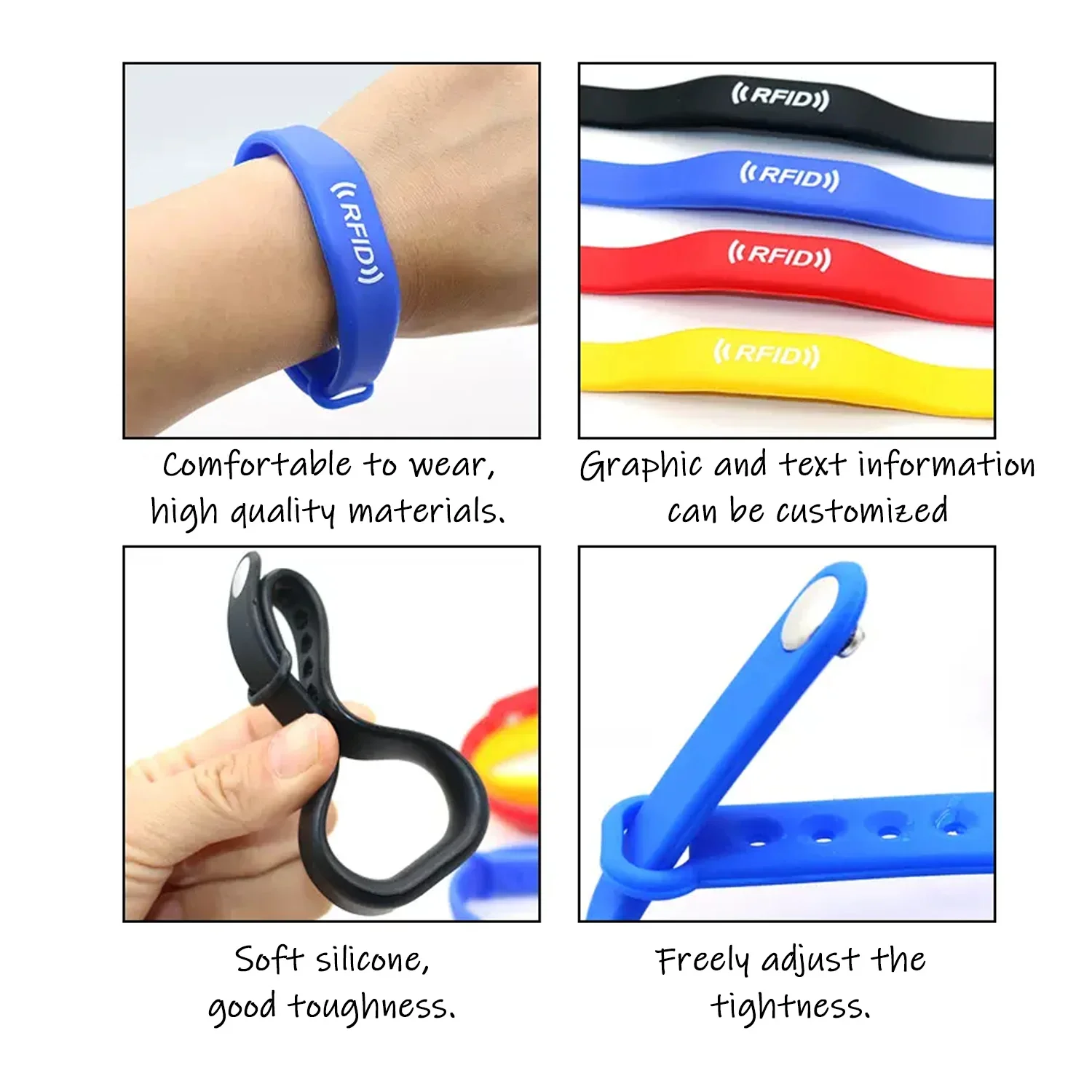 5-Pack Waterproof NFC Rewritable Wristbands with Changeable RFID Smart Chips