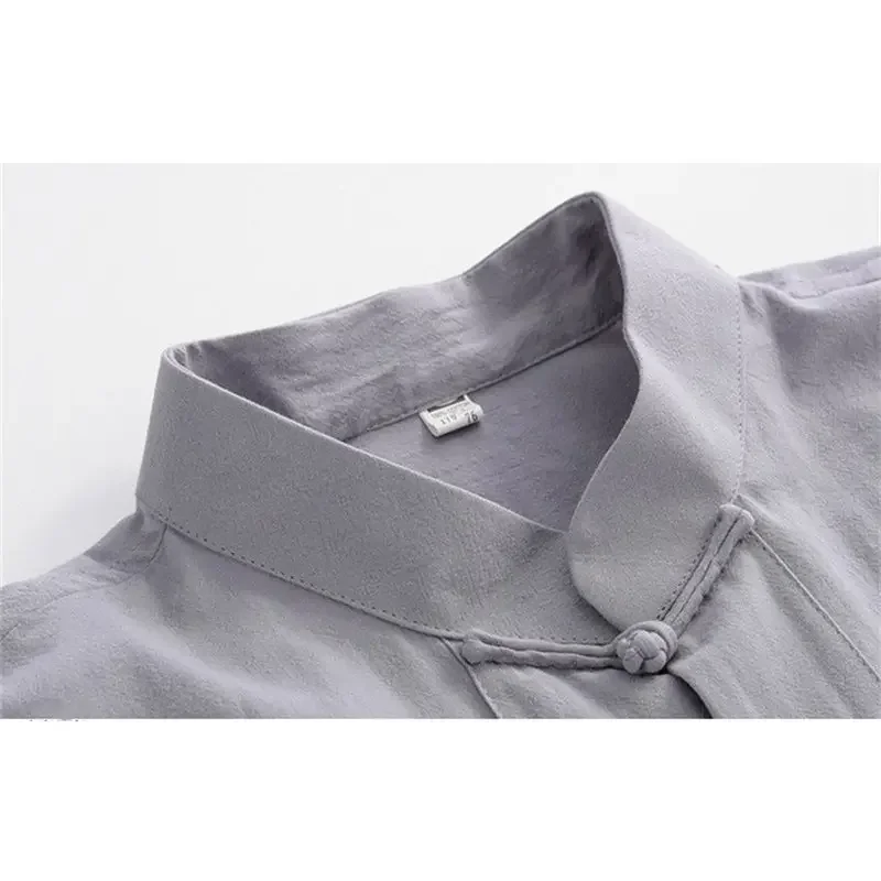 Chinese Traditional Clothing Set Man Summer Linen Buckle Kung Fu Shirt Oriental Retro Top Pants Tai Chi Breathable Uniforms