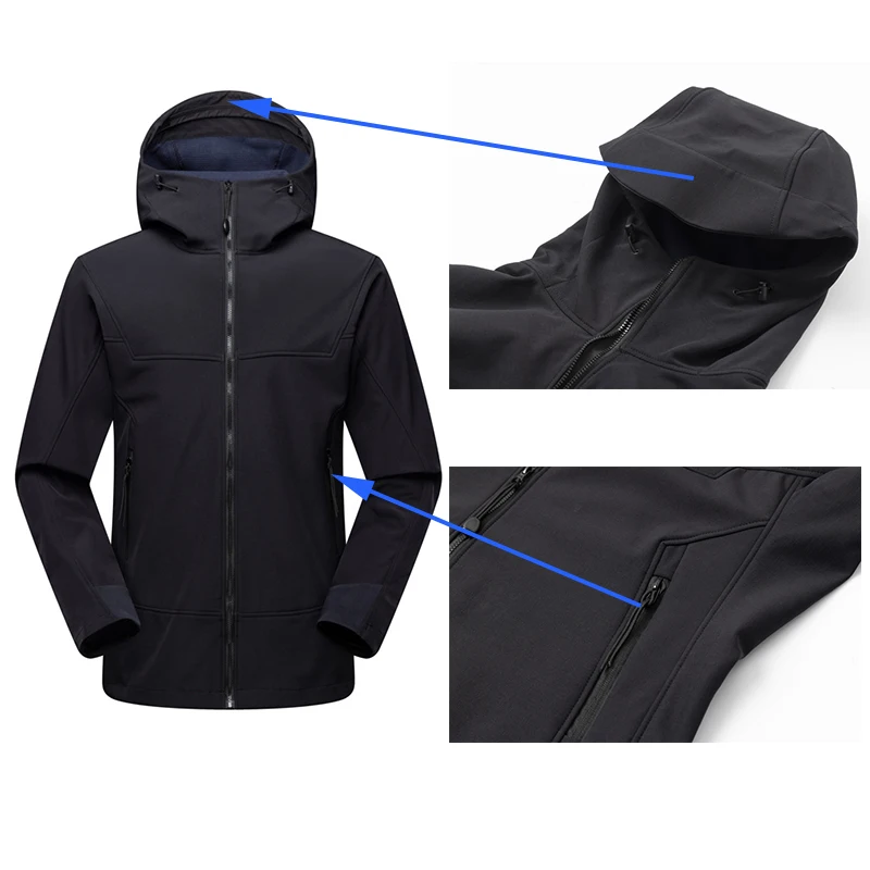 TRVLWEGO Women Men Travelling Jacket Camping Softshell Fleece Lined Warm Light Hooded Windproof for Outdoor Trekking Hiking Coat