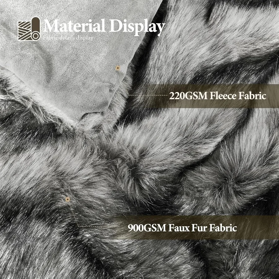 Luxury 1000GSM Faux Fur Throw Blanket Super Heavy Thick Warm Cozy Blanket for Couch Bed Sofa Plush Fuzzy Elegant Soft Reversibl