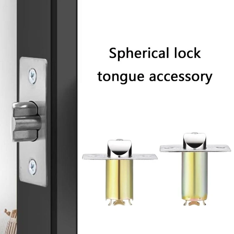 652F 4Pcs Round Balls Door Knob Body Lock Cores Single Lock Body Tongue Replacement Locking Tongue Fitting Easy to Install