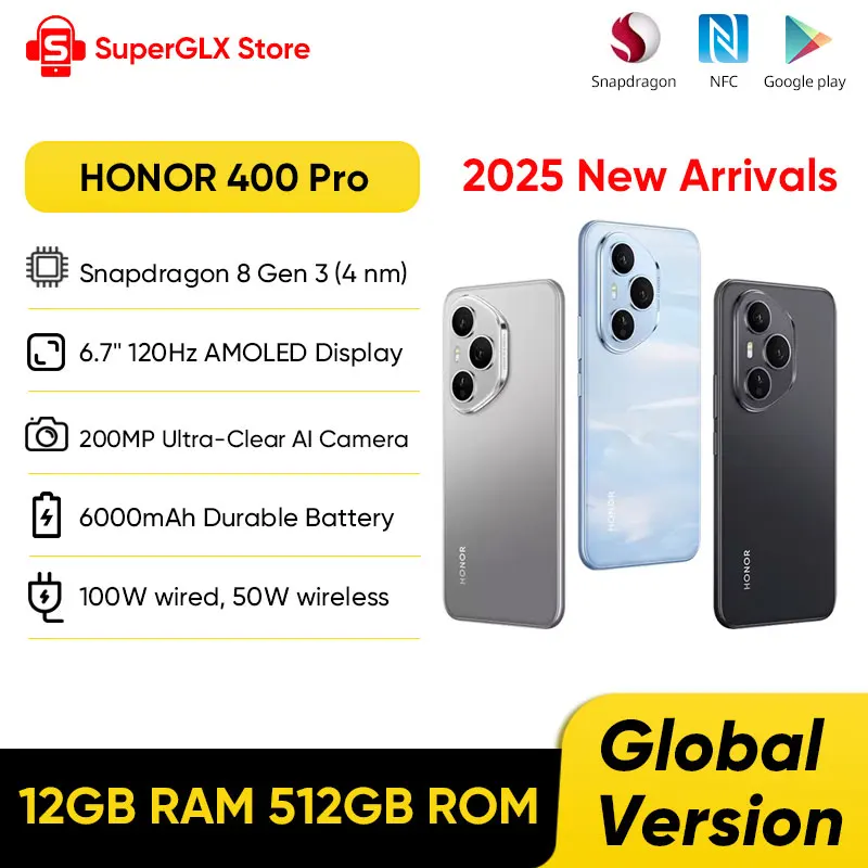 Global Version HONOR 400 Pro 5G NFC Smartphone Snapdragon 8 Gen 3