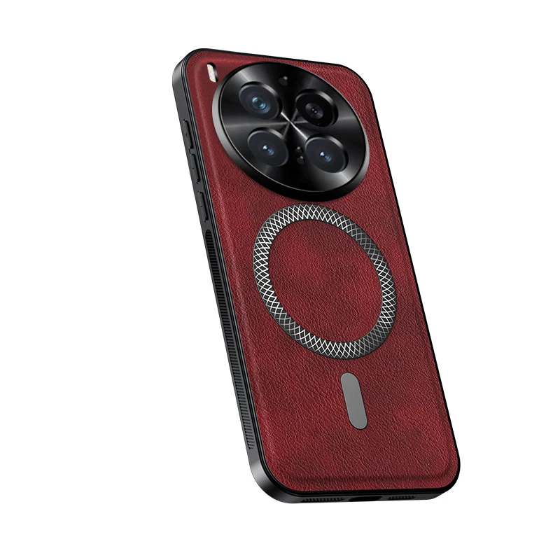 PU Leather Magnetic Wireless Charging Shockproof Phone Case - Premium Protective Cover