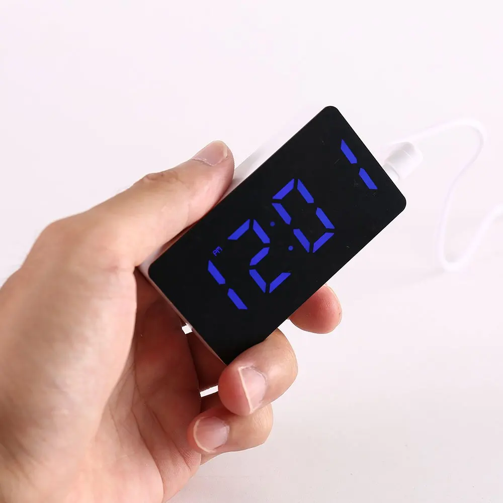 Modern LED Mirror Alarm Clock - Stylish Digital Desk Accessory for Home and Bedroom Decoration