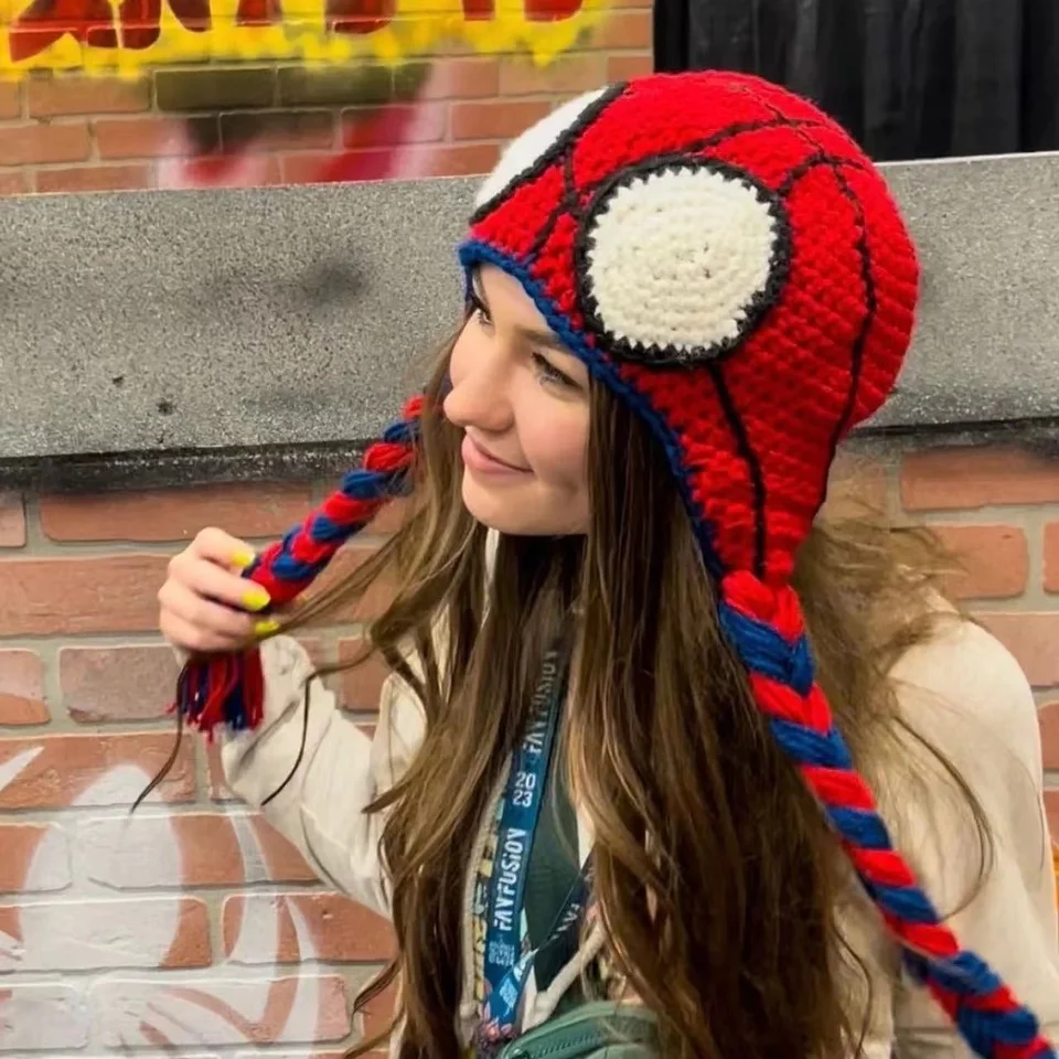 男性と女性のためのマーベルスパイダーマンニット帽、漫画のアニメ