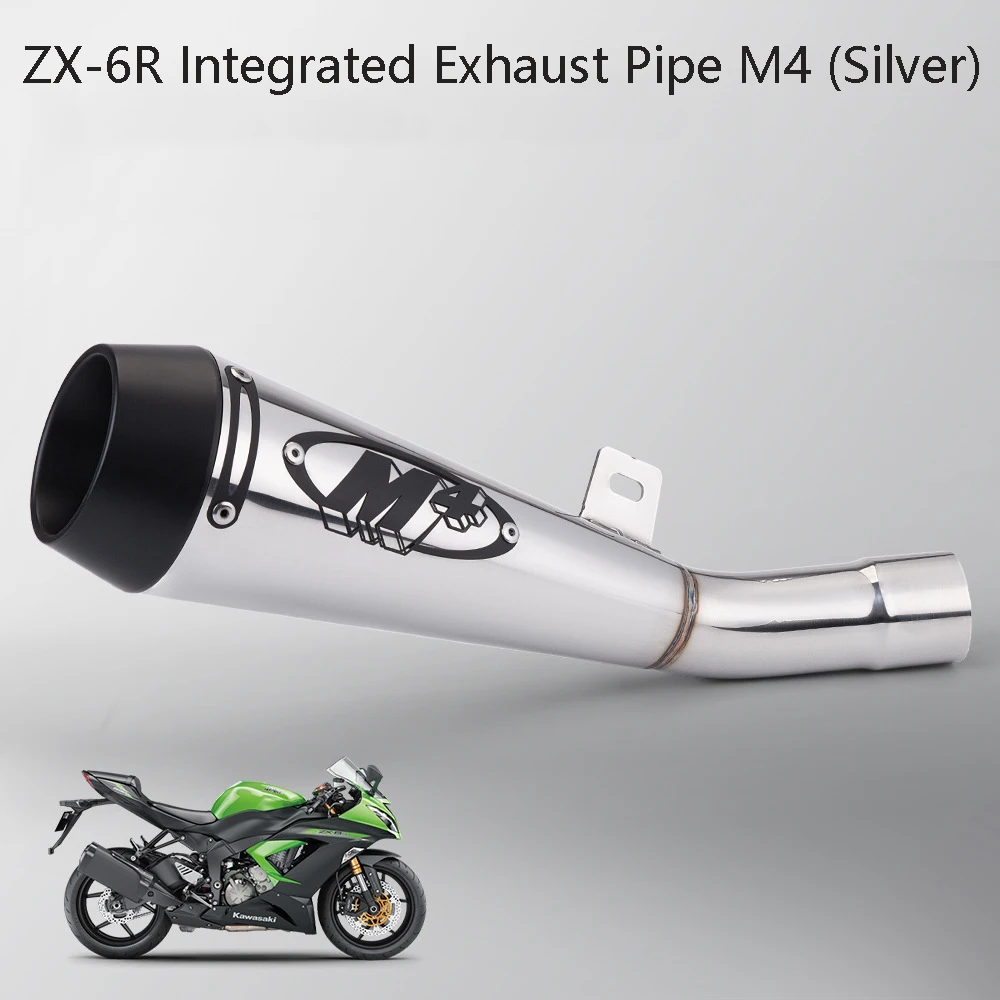 ZX-6R (2009-2024) 용 오토바이 배기 파이프, 오토바이 개조 배기 파이프, 스테인레스 스틸 통합 미들 테일 섹션