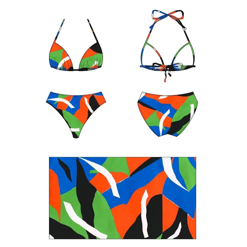 Sexy Bikinis Swimsuits Women Thong Bikini Set Print Swimwear Push Up Swimming for Bathing Suit Beachwear