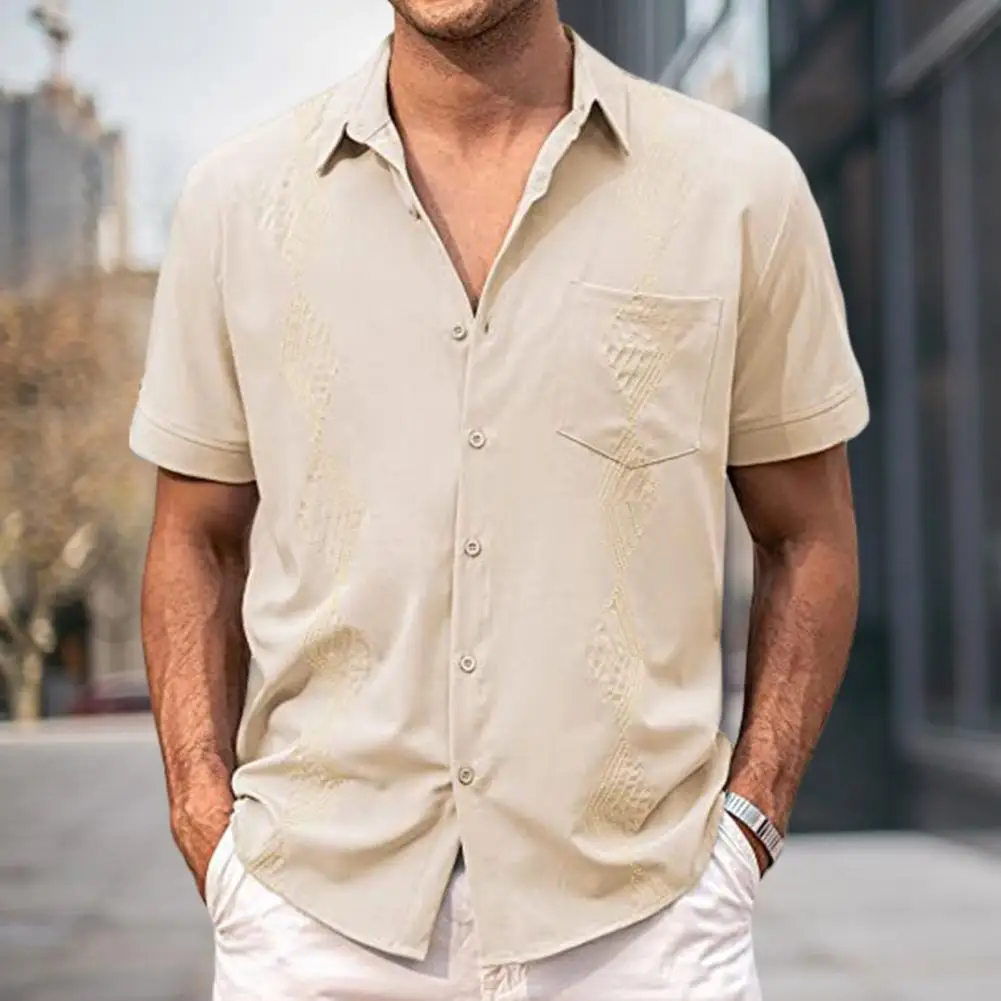 

Sweat-absorbent Popular Men Top Shirt Summer Leisure Clothes Breathable Casual Shirt Loose Fit Men Clothing