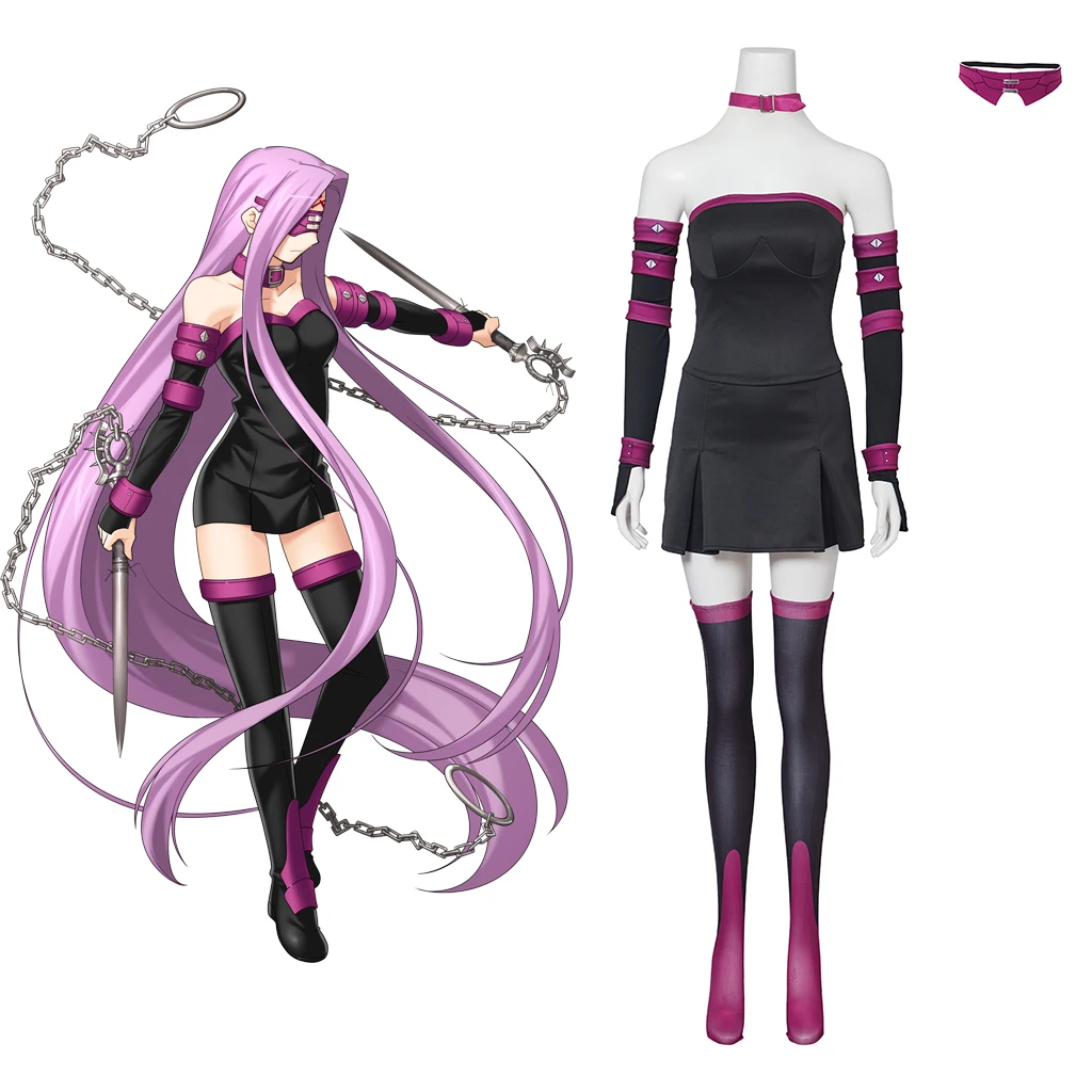 Костюм для косплея Medusa из игры Fate Stay Night Rider, костюм для косплея, черное сексуальное платье, комплект для Хэллоуина, карнавальные женские костюмы