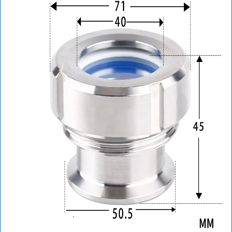 1.5"(38mm)OD50.5mm SS304 Tri Clamp Sight Glass, High Quality Union Type Stainless Steel View Glass, Sanitary Process View Sight