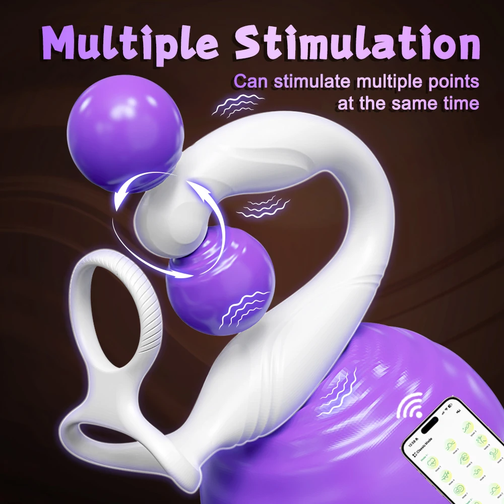 Männliches Sexspielzeug, App-Steuerung, Vibrator für Männer, Prostata-Massagegerät, Dual-Penisring, Penisringe, Anal, vibrierender Buttplug, Produkte für Erwachsene