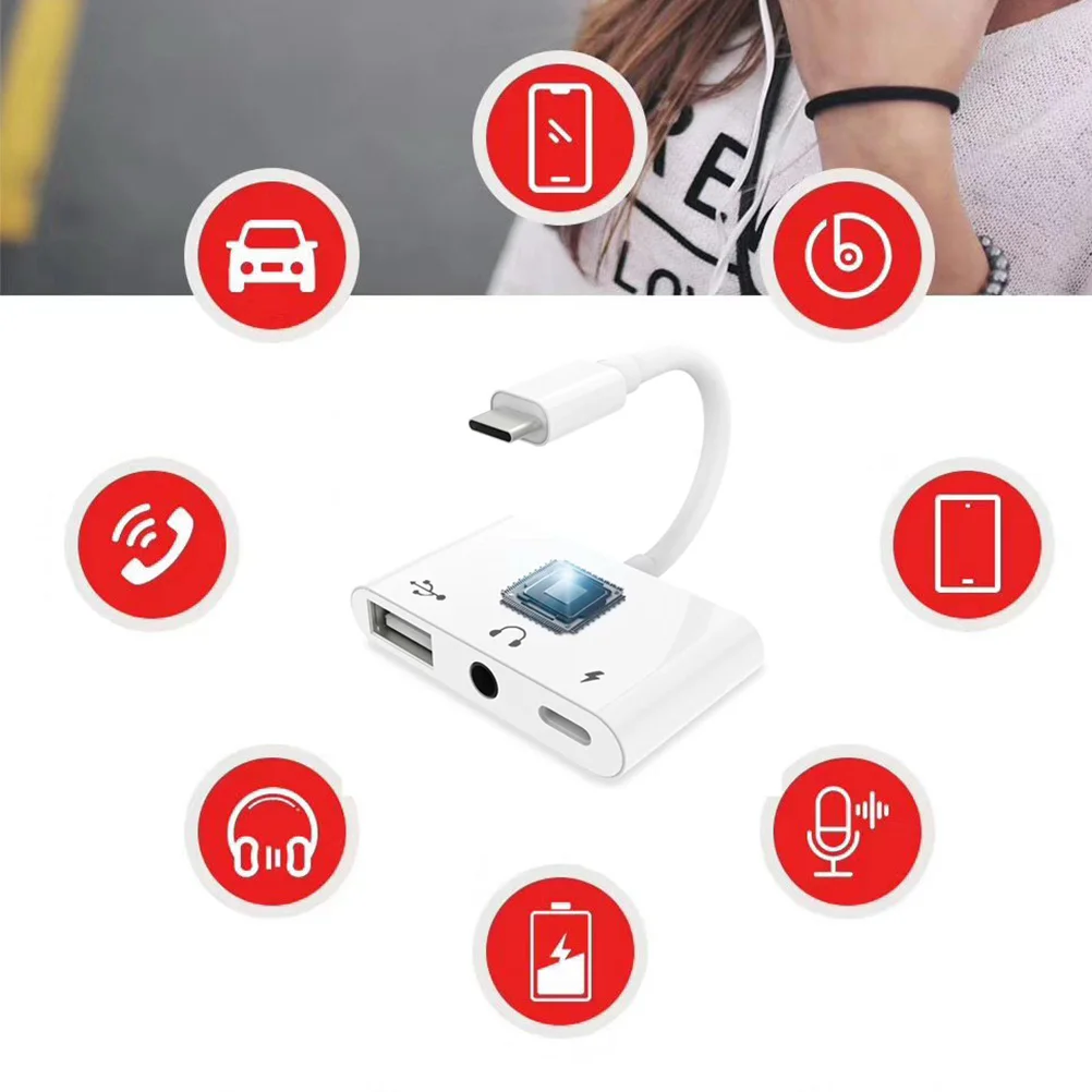 

in Lighting to USB 2.0/Charge/3.5mm Professional Type-c Headphone Adapter Laptop Phone Adapter Multi-functional Earphone