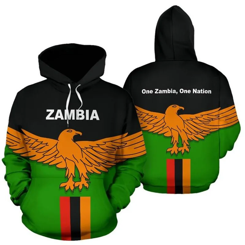 3D African The Republic-Of Zambia Flag Printing New In Hoodies & Sweatshirts Zambia Ethnic Emblem Graphic Hooded Hoody Pullovers