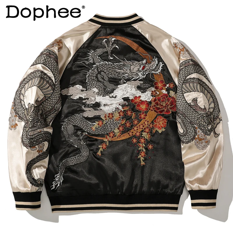 Yokosuka Dragon Embroidery Baseball Uniform Coat Cotton Coat Men's Women's Jacket Heavy Work Cotton-Padded Long Sleeve Jackets