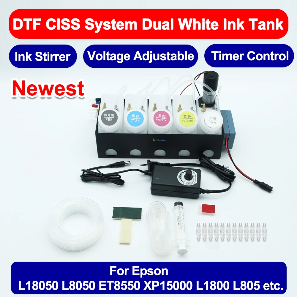 250ML DTF CISS Ink System Convert DIY Kit White Ink Tank Shake For Epson L18050 L8050 ET8550 XP15000 L1800 L805 System