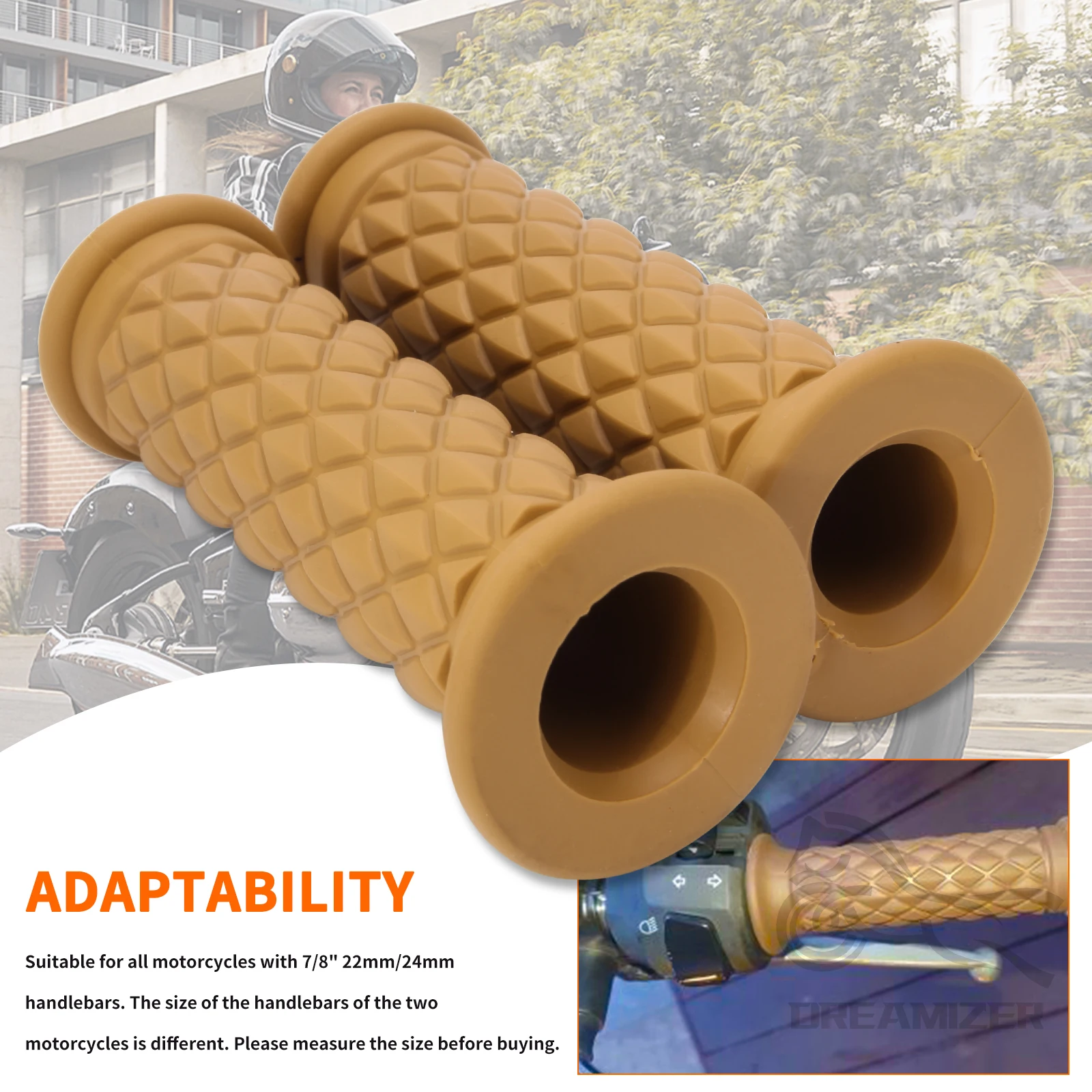 Retro Non-Slip Rubber Handlebar Grips for Motorcycles and Scooters