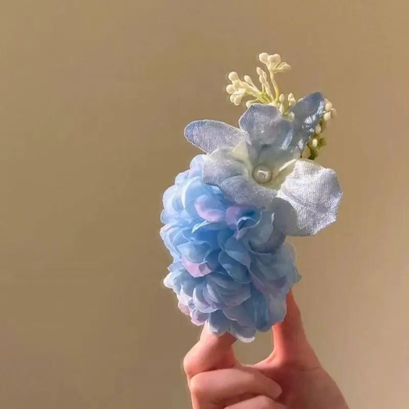 【MAX-22】Temperament blaue Blume Haarklammer Clip Entenschnabel seitliche Haarnadel Haarspangen Reise Party Haarschmuck – Detail 5