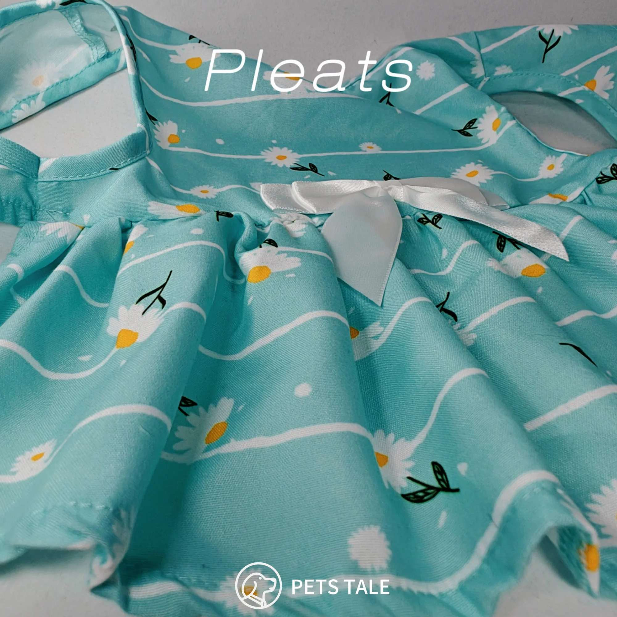 PETS TALE Floral Dog Dress-Cute Daisy Print with Bow, Perfect for Small Dogs and Medium Dogs