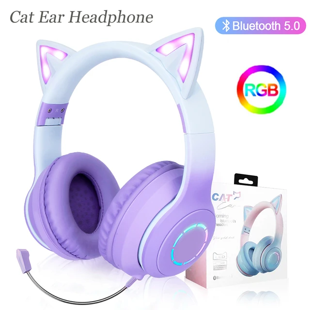 Dobrável sem fio bluetooth fone de ouvido com microfone led luz grande  fones de ouvido jogo capacete música estéreo fone para celular portátil -  AliExpress