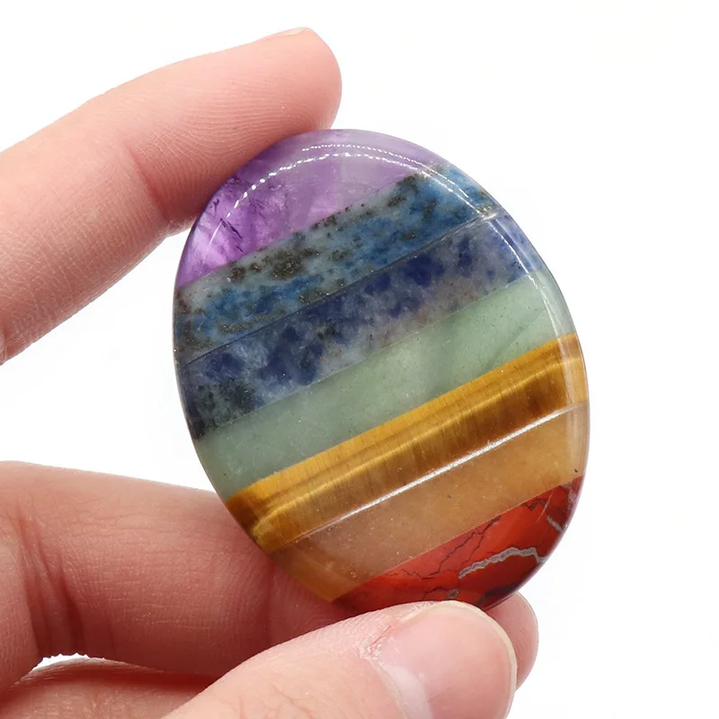

Beautiful 1pc Natural 7 Colors Crystal Thumb Massage Worry Relief Stone Chakra Stone Yoga Energy Stone Natural Quartz Crystals
