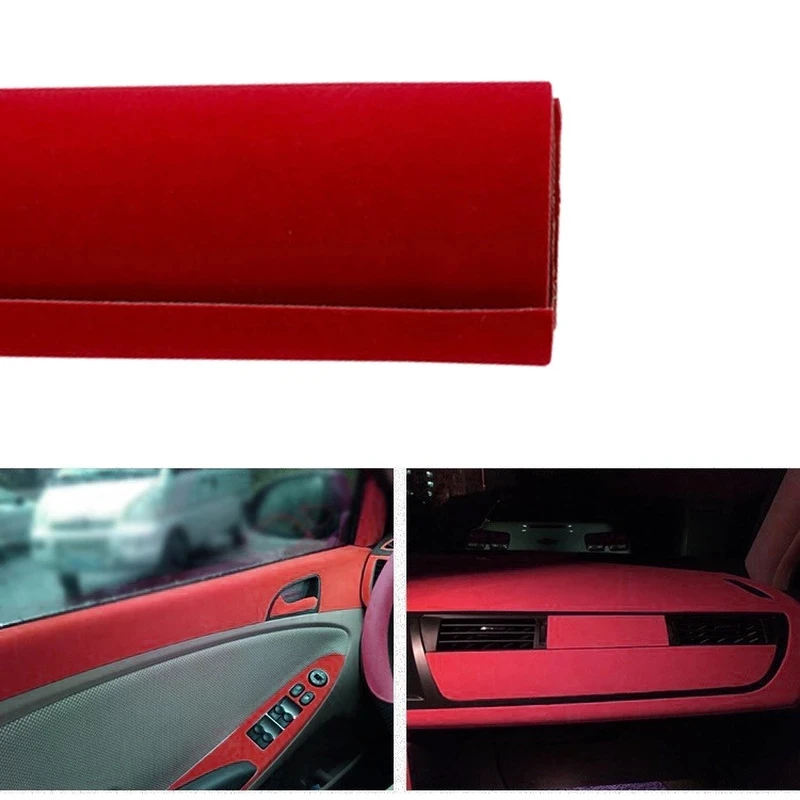 Velvet Cloth Self-Adhesive Interior Decoration Decal - Black, Gray, Red (20x148cm)