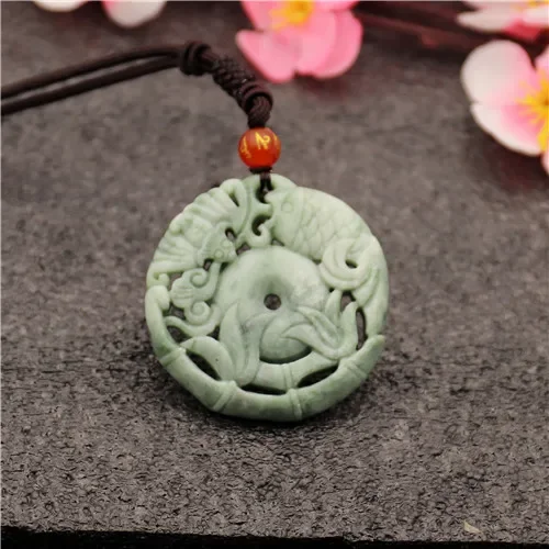 

Natural White Jade Carp Bat Pendant Necklace Charm Jewellery Fashion Accessories Man Woman Lucky Amulet Gifts